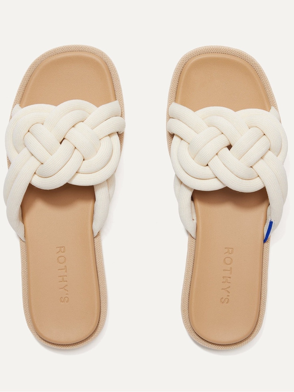 Rothy's The Summer Sandal in White Sun Size 8 Cream Knotted Slide Sandals NWOB